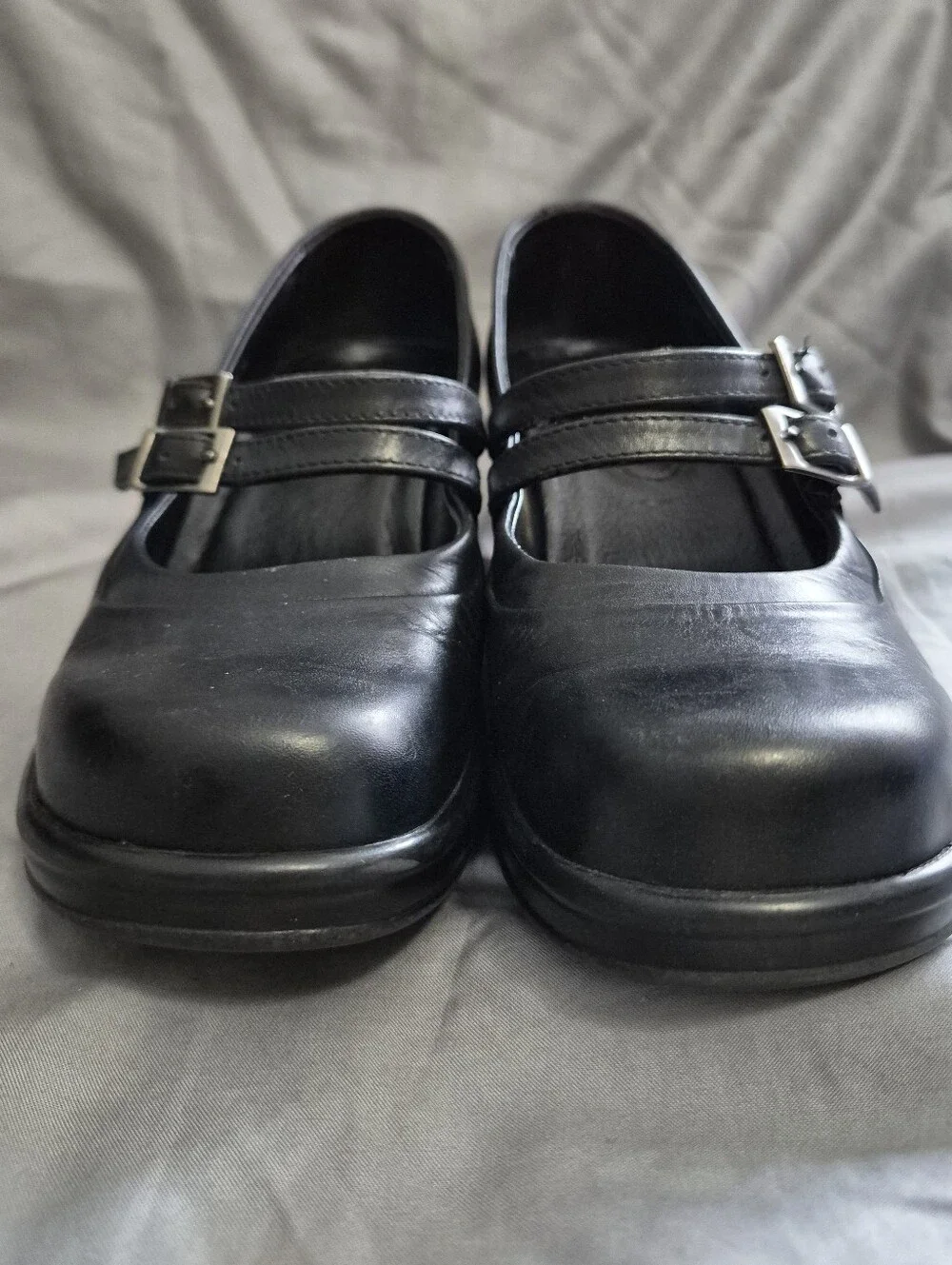 Dansko Babette Mary Jane Black Leather Wedge Heel Shoes Sz 36 (US 5.5/6)